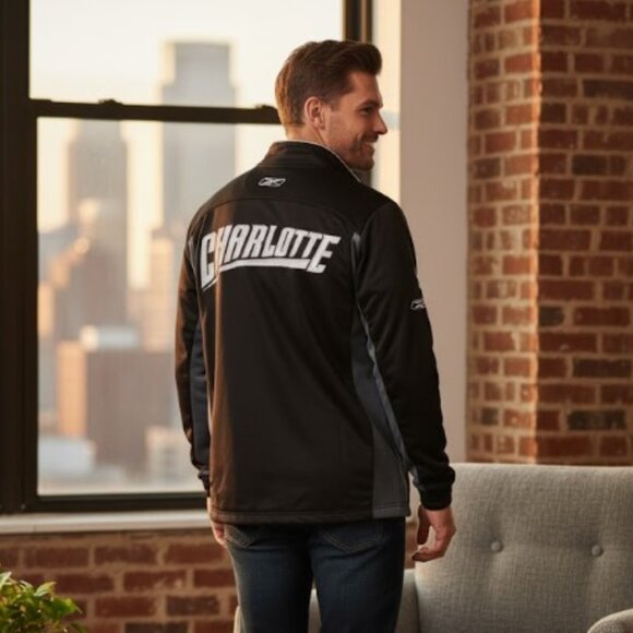 Vintage NBA Team Apparel Charlotte Bobcats Jacket Full Zip Snap Embroidered XL - Picture 2 of 11